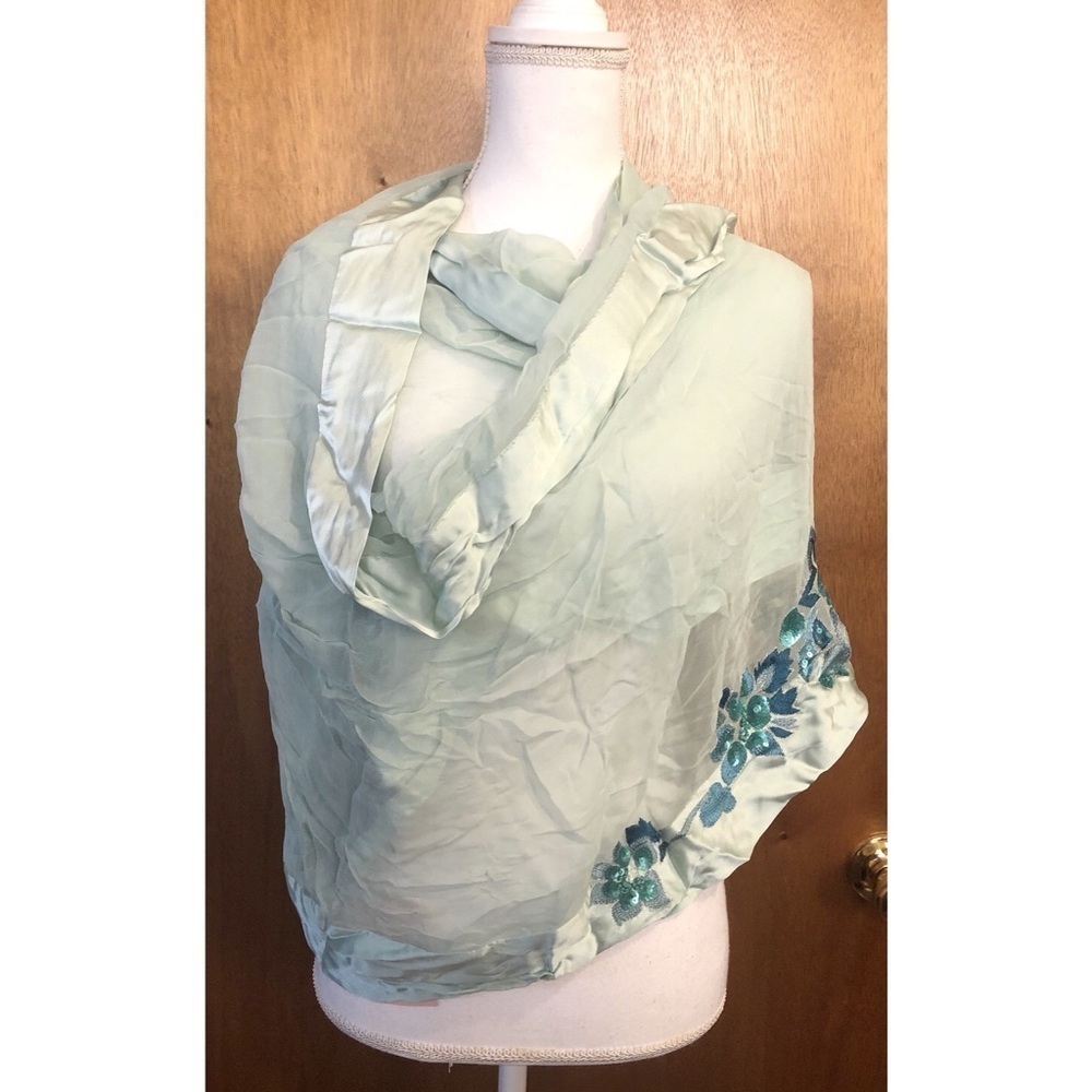 Mint Embroidered Shawl NWT